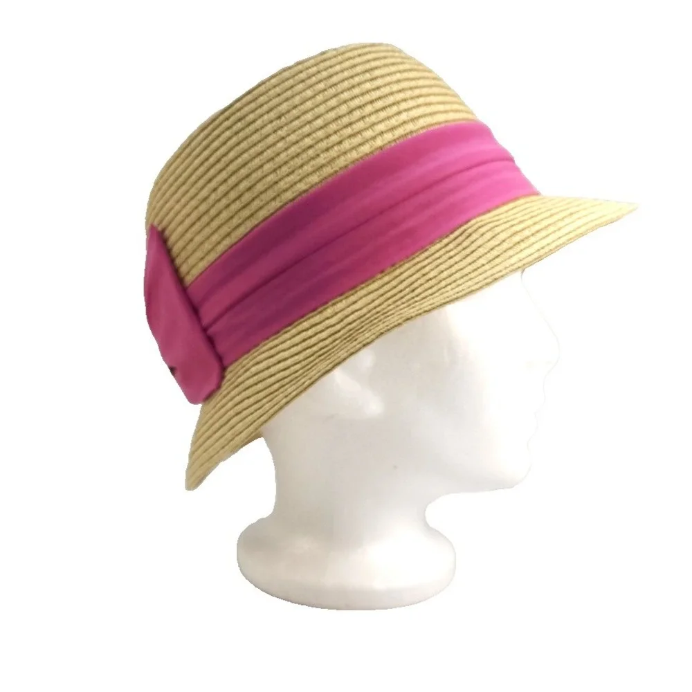 David And‎ Young Women's Straw Panama Pink Band Hat, One Size